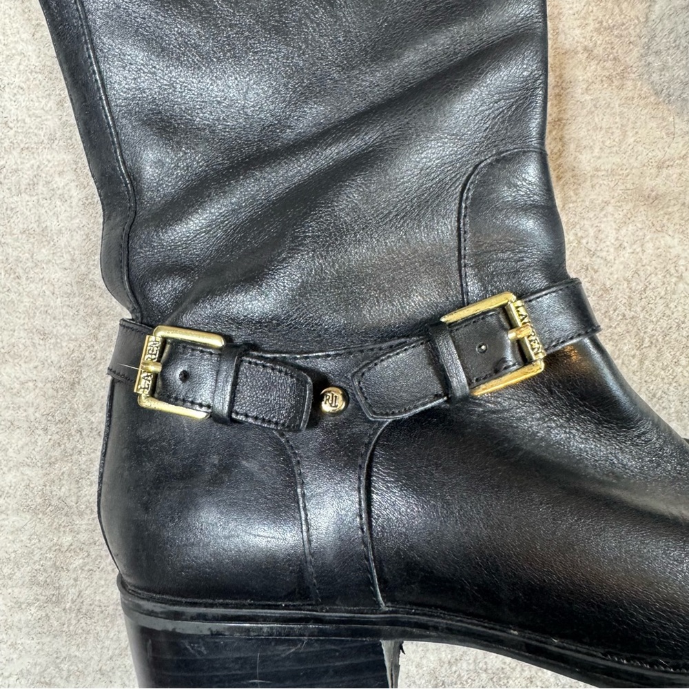 Ralph Lauren Black Leather Ankle Boots - Picture 5 of 6